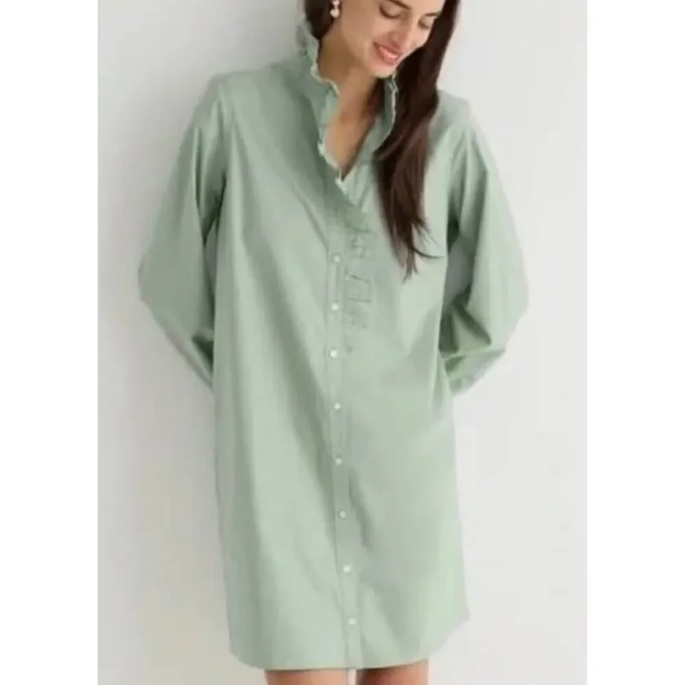 NWT J. Crew Cottage Shirt Dress in Green Sz. 8